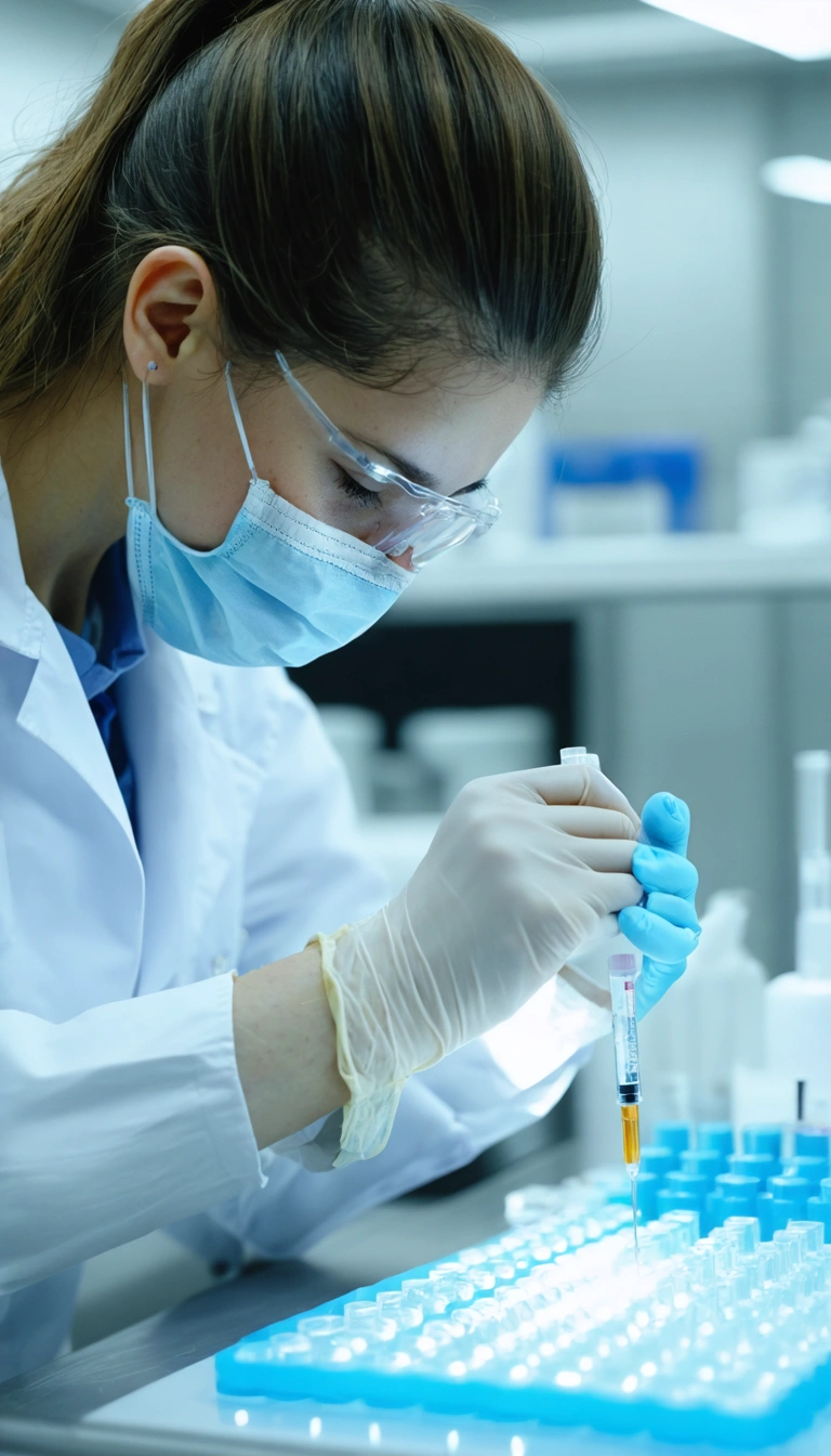 Female medical professional giving an injection in a clinic