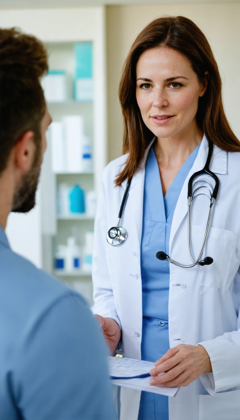 Female healthcare provider discussing treatment options with adult patient