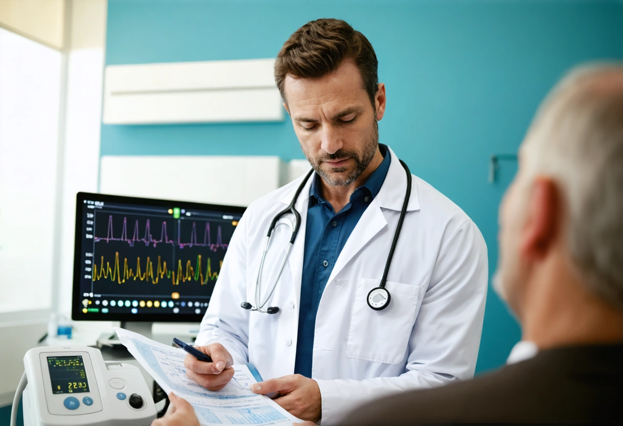 Doctor discussing weight loss plan with patient in office setting