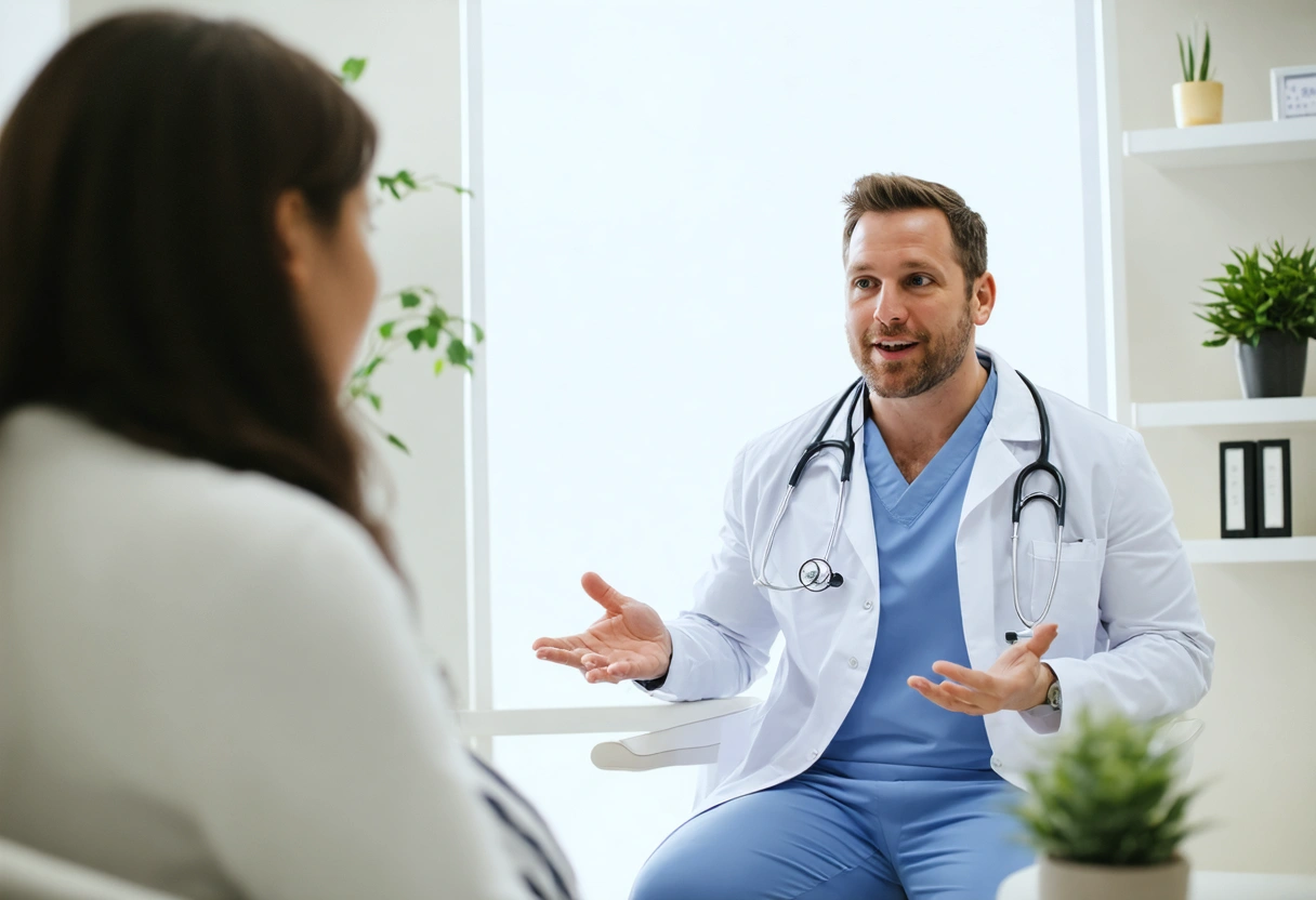 Medical team reviewing patient's progress on digital health records