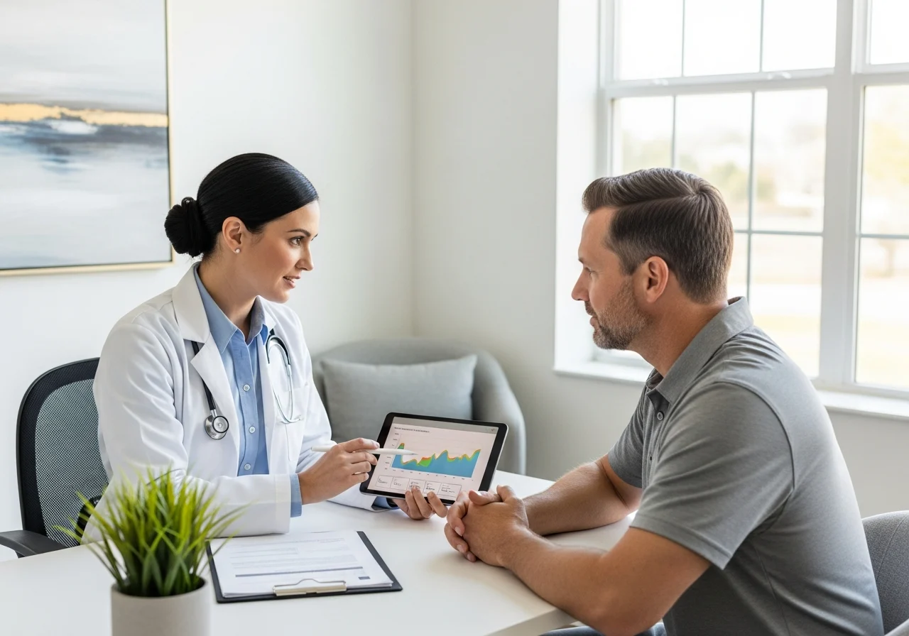 Doctor and patient discussing weight loss in a clinic