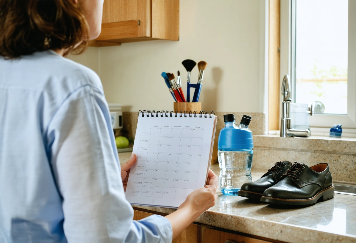 Patient stepping on a scale in a medical office during follow-up care