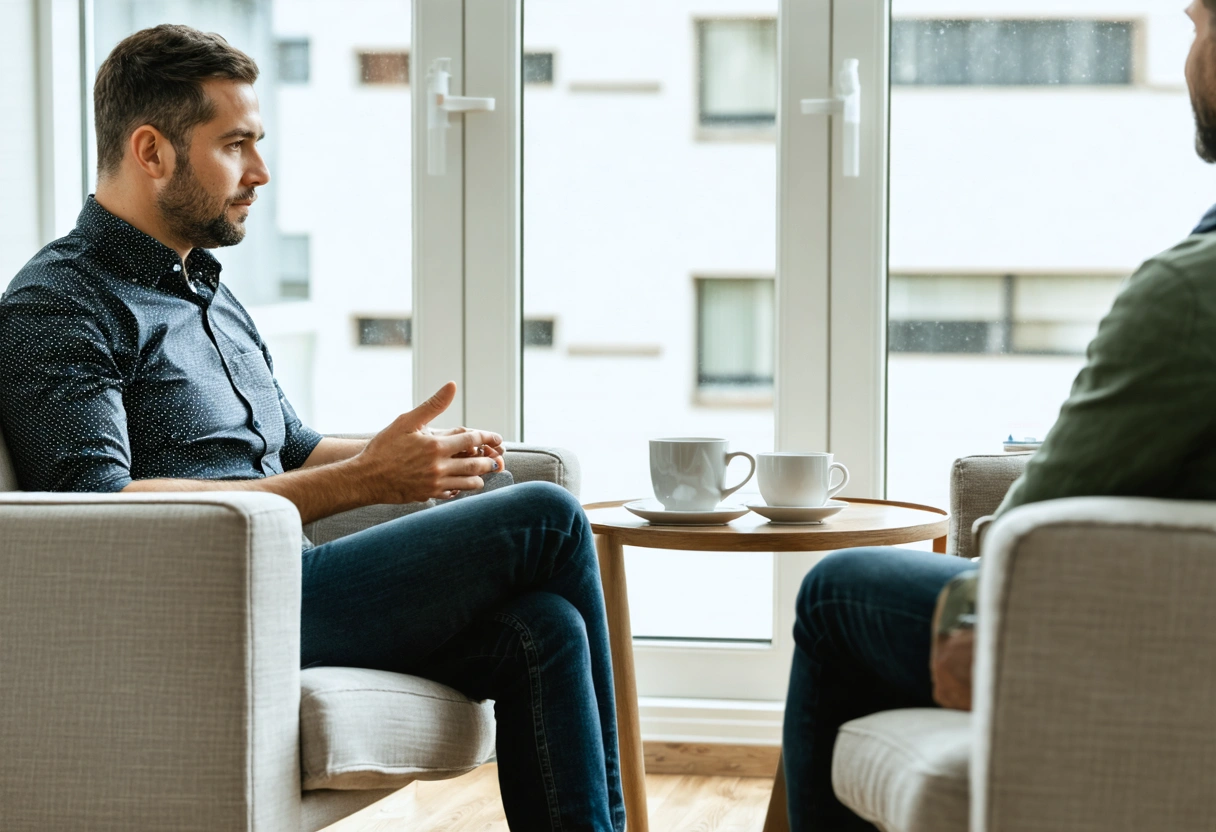 Physician and patient share supportive counseling conversation in a calm office