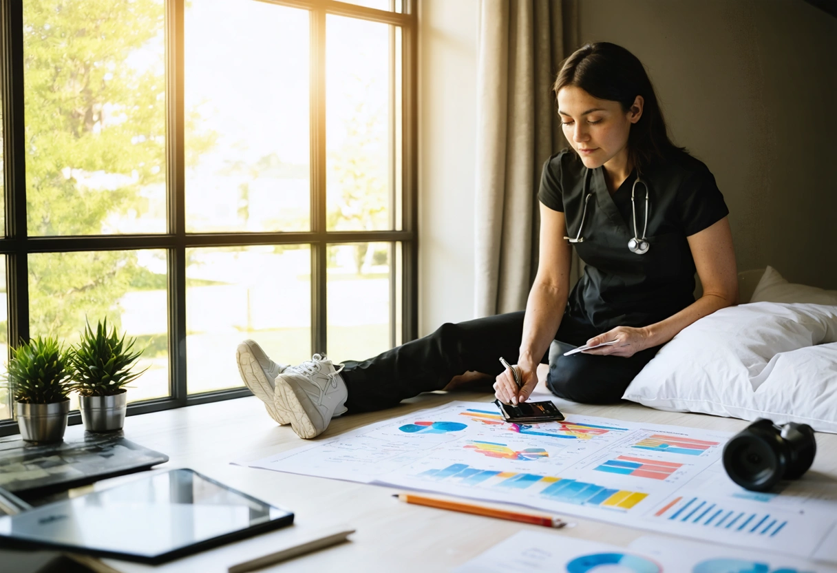 Clinician and patient review a personalized wellness plan with fitness and nutrition cues